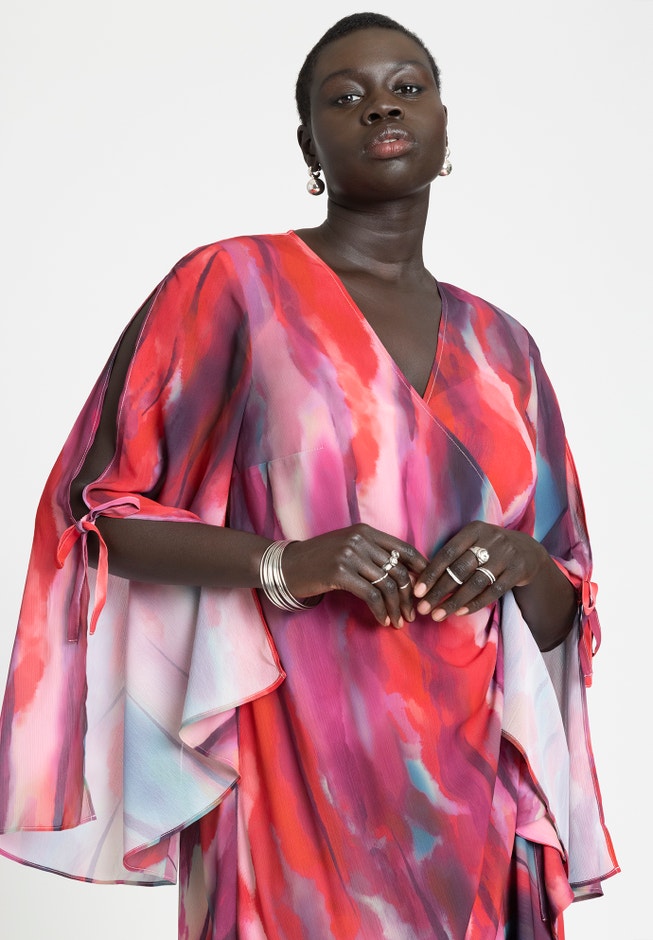 Flare Sleeve Wrap Dress image number 2