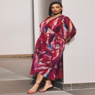 Flare Sleeve Wrap Dress image number null