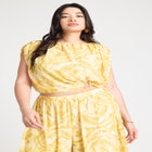 Shirred High-Low Crop Top image number null