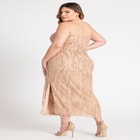 Strapless Fringe Sequin Midi Dress image number null