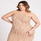 Strapless Fringe Sequin Midi Dress image number null