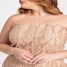 Strapless Fringe Sequin Midi Dress image number null