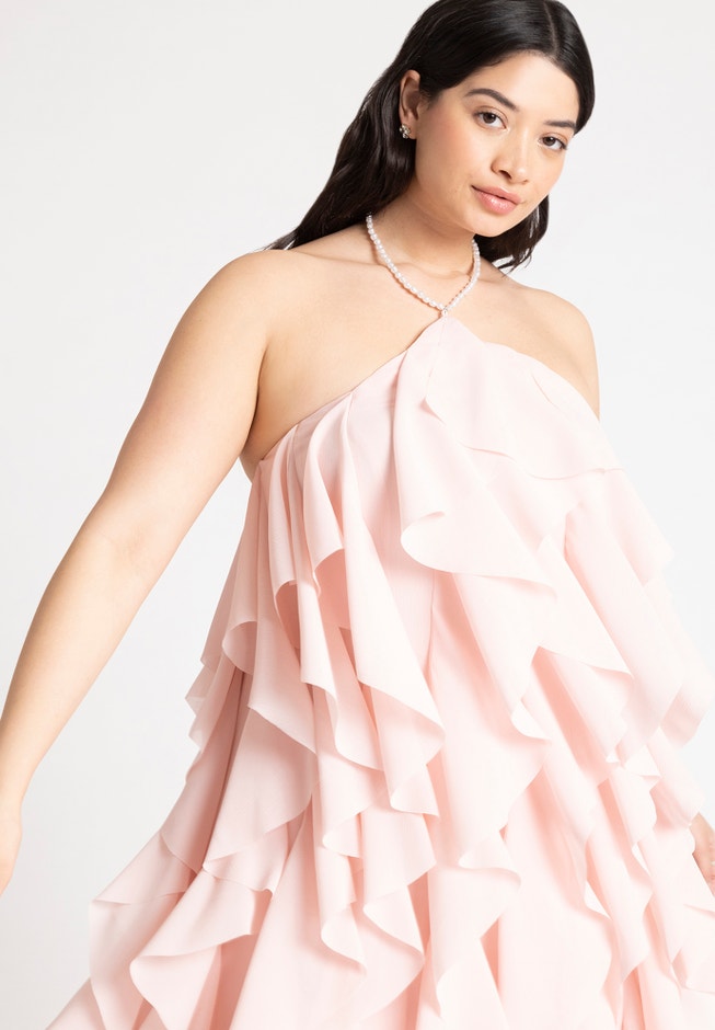 Ruffle Halter Neck Mini Dress image number 3