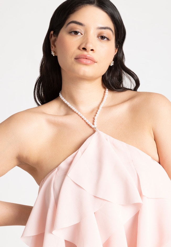 Ruffle Halter Neck Mini Dress image number 4