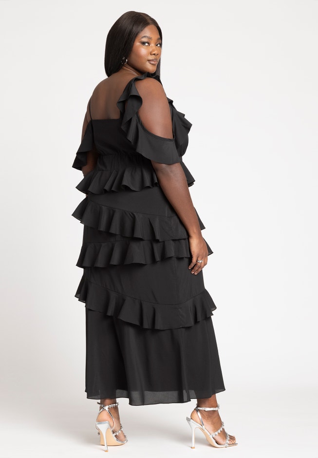 Asym Ruffle Maxi Dress image number null