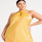 Twisted Neck Satin Maxi Dress image number null