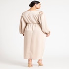 Satin Puff Sleeve Pleated Dress image number null