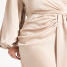 Satin Puff Sleeve Pleated Dress image number null