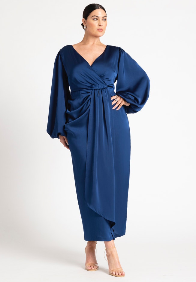 Satin Puff Sleeve Pleated Dress image number 0