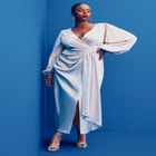 Satin Puff Sleeve Pleated Dress image number null