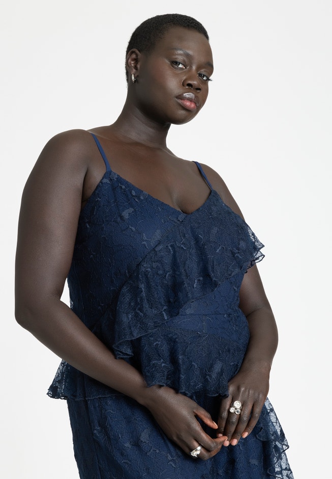 Ruffle Chantilly Lace Jumpsuit image number null