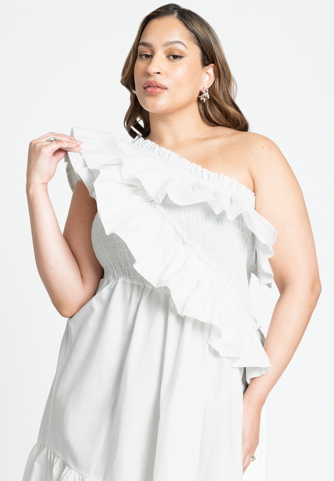 One Shoulder Dramatic Ruffle Dress image number 2