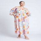 Printed Puff Sleeve Maxi Dress image number null