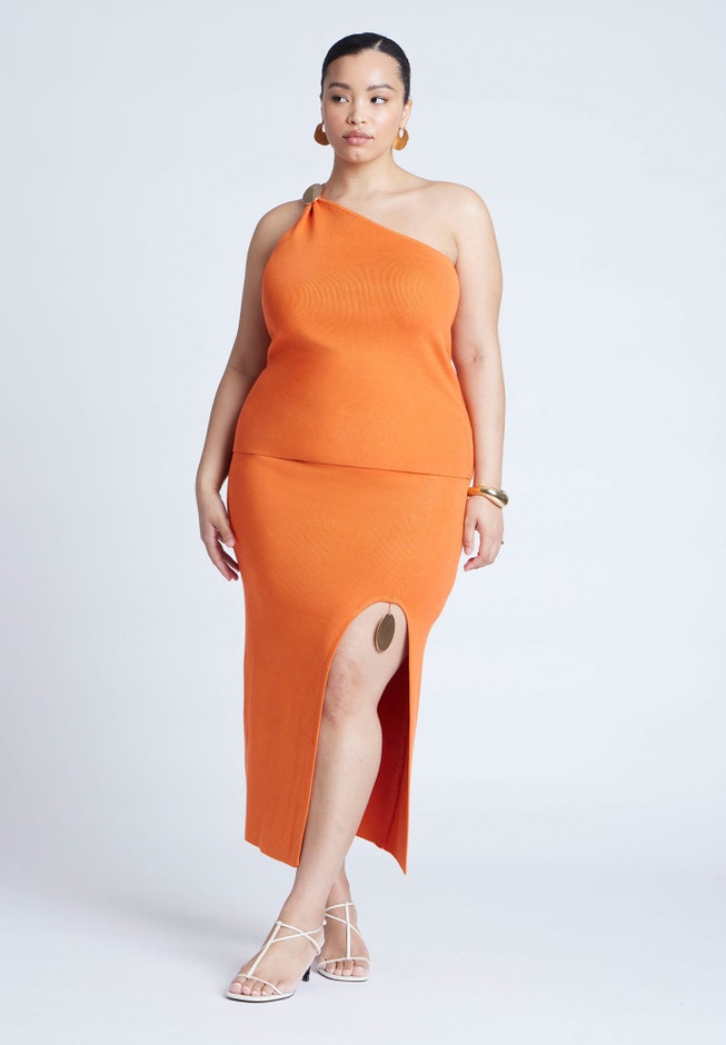 Knit Skirt With Slit And Hardware image number 0