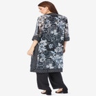 Plus-Size 3/4 Sleeve 3 Piece ITY Printed Duster Pant Set image number null