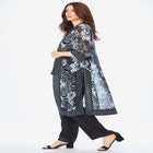 Plus-Size 3/4 Sleeve 3 Piece ITY Printed Duster Pant Set image number null