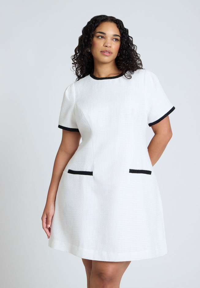 Contrast Piping Tweed Mini Dress image number null