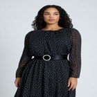 Circle Belt Printed Flare Dress image number null