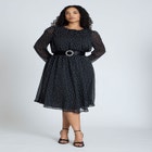 Circle Belt Printed Flare Dress image number null