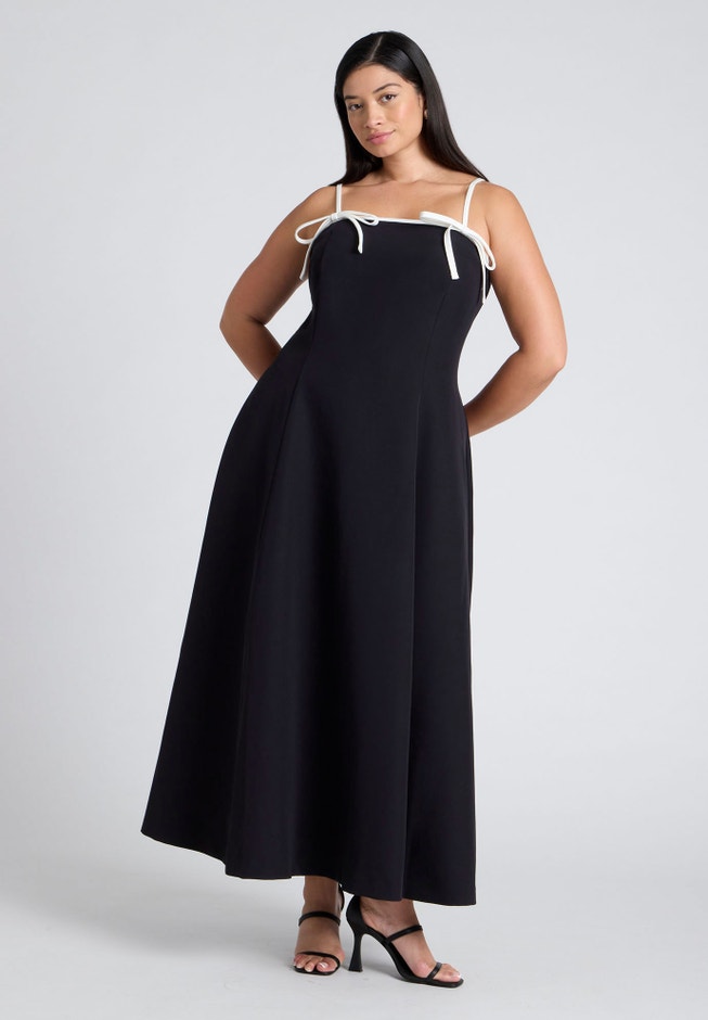 Bow Straps Maxi Flare Dress image number 1