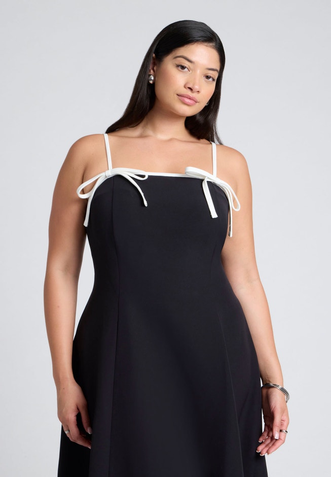 Bow Straps Maxi Flare Dress image number null