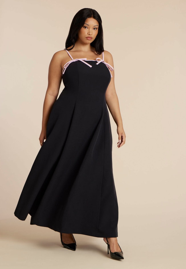 Bow Straps Maxi Flare Dress image number 0
