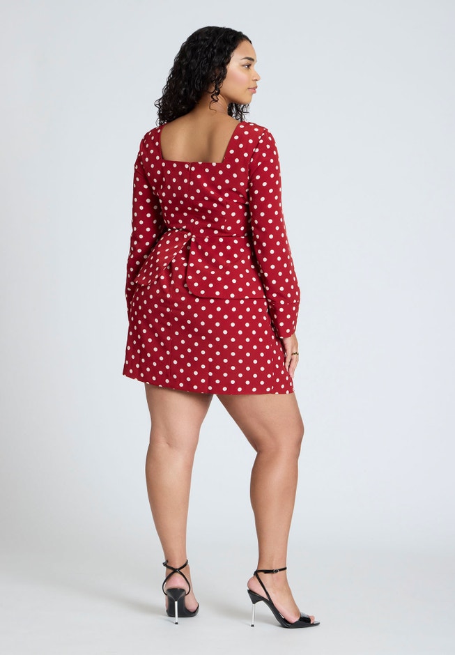 Square Neck Long Sleeve Printed Mini Dress image number null