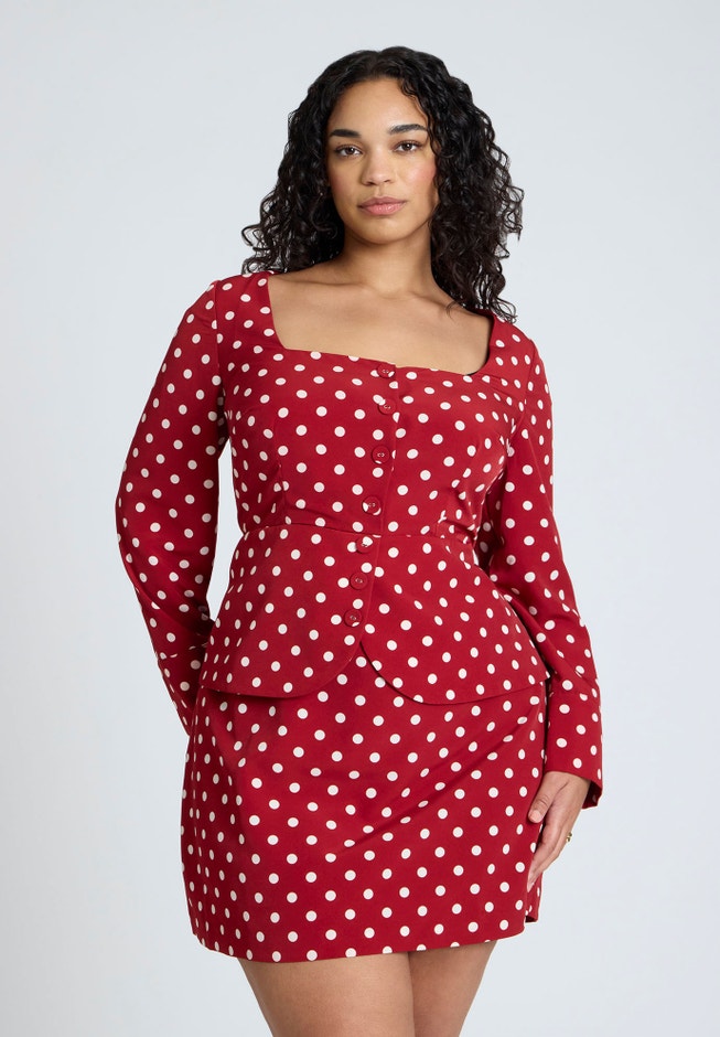 Square Neck Long Sleeve Printed Mini Dress image number null