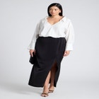 Collared Satin Column Dress image number null