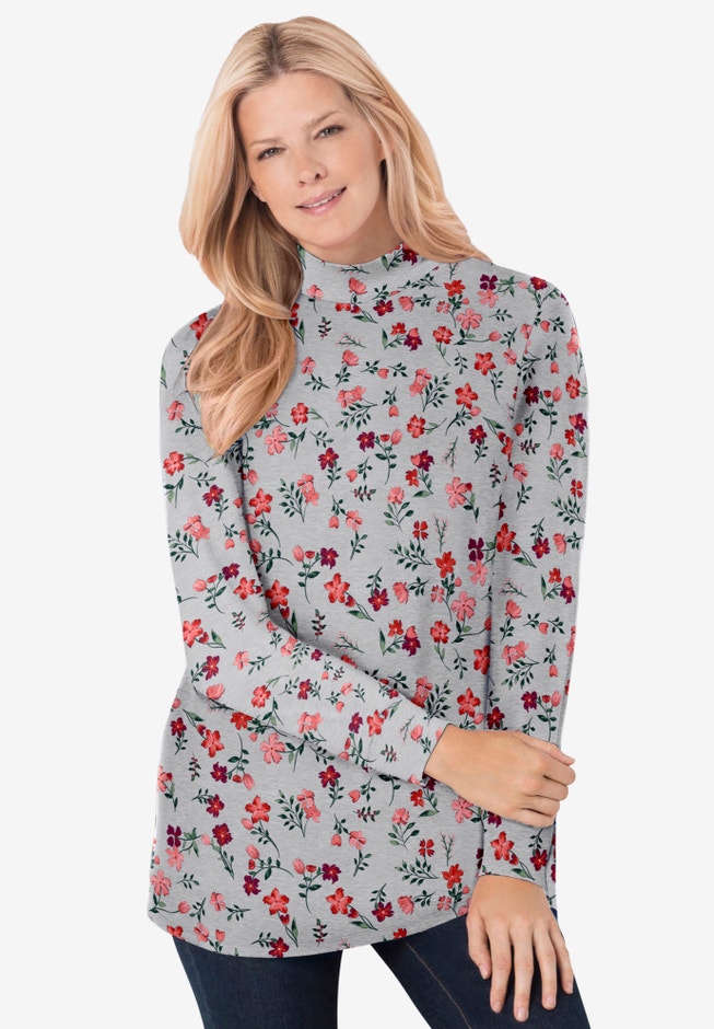 Perfect Printed Long-Sleeve Mockneck Tee image number 0