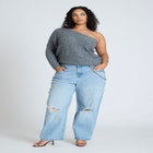 Fuzzy One Shoulder Sweater image number null