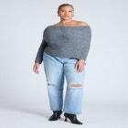 Fuzzy One Shoulder Sweater image number null