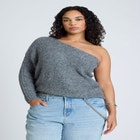 Fuzzy One Shoulder Sweater image number null