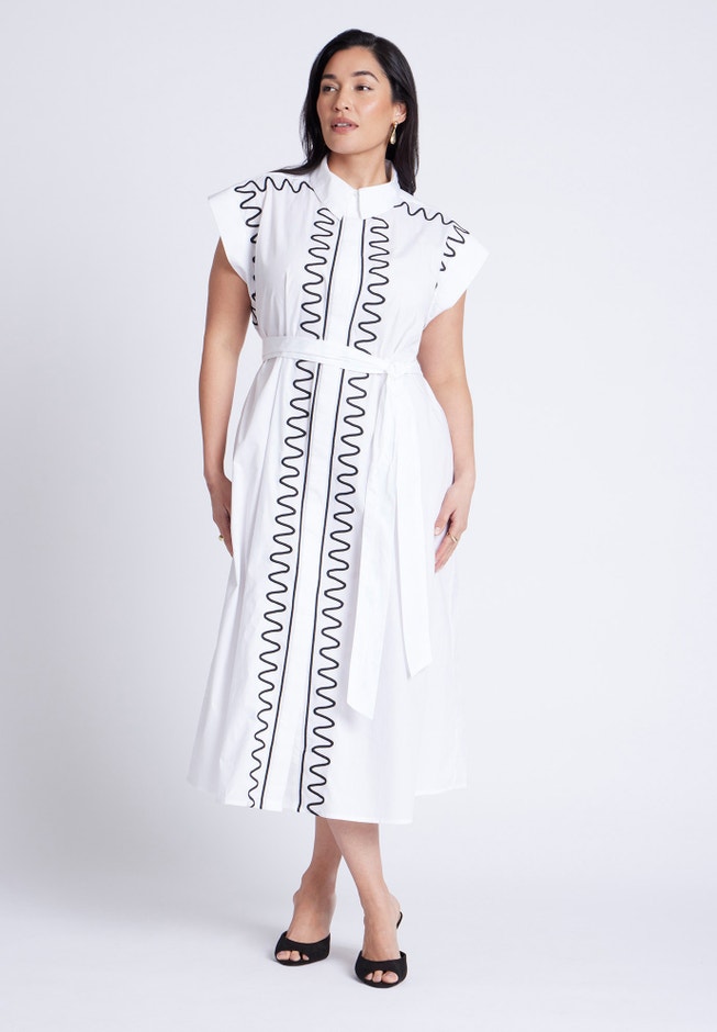 Embroidered Midi Dress | ELOQUII Embroidered Midi Dress | ELOQUII