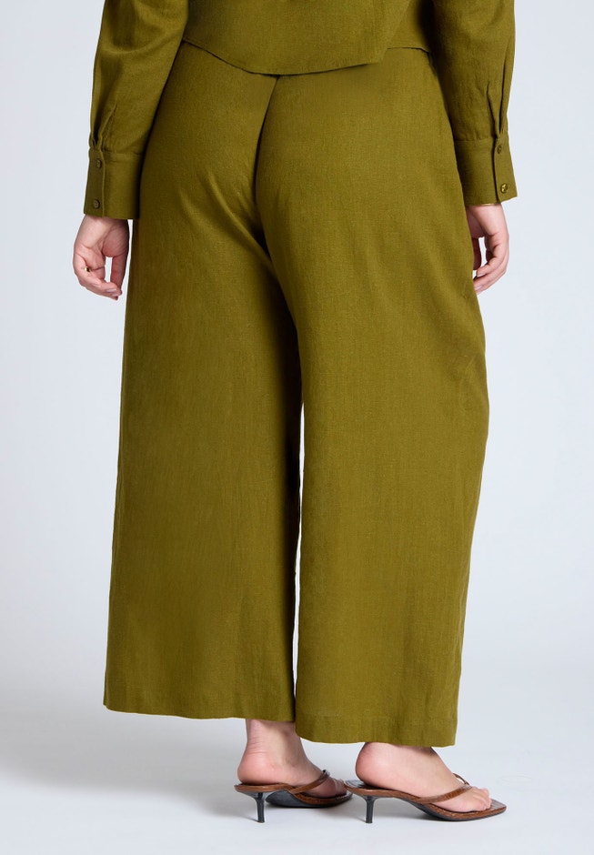 Linen Wide Leg Crop Pant image number null