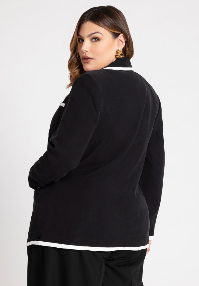 Preppy Contrast Tipped Blazer image number 1