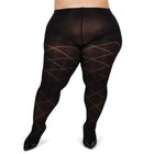 Memoi Diamond Opaque Control Top Tights image number null