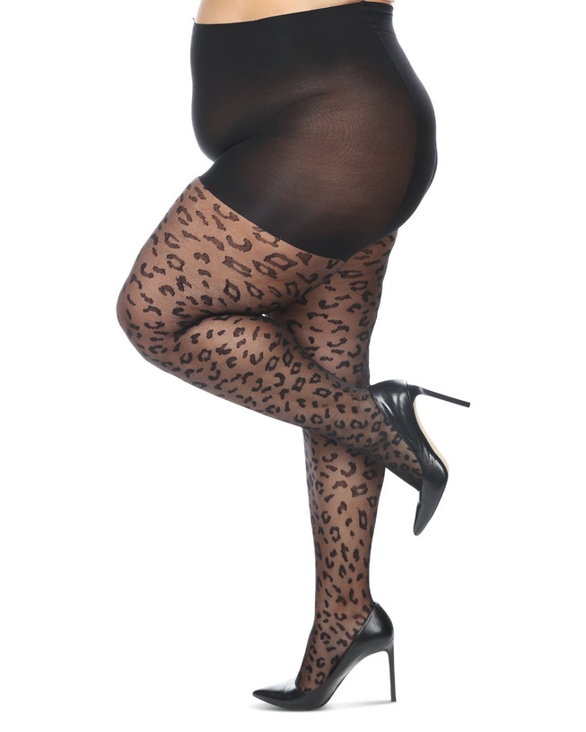 Memoi Leopard Sheer Control Top Tights image number null