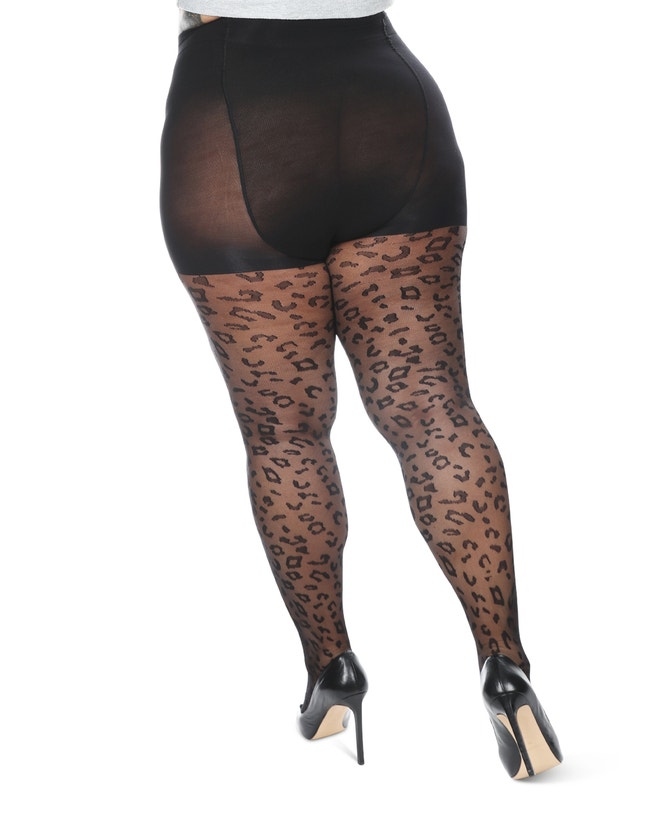 Memoi Leopard Sheer Control Top Tights image number null