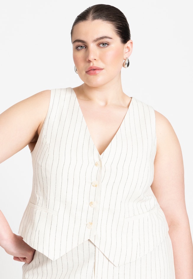 Striped Linen Vest image number 0