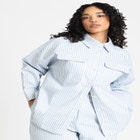 Yarn Dye Striped Shacket image number null