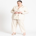 Topstitch Detail Linen Blazer image number null