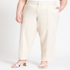Pintuck Detail Linen Trouser image number null