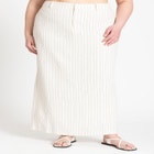 Striped Linen Maxi Column Skirt image number null