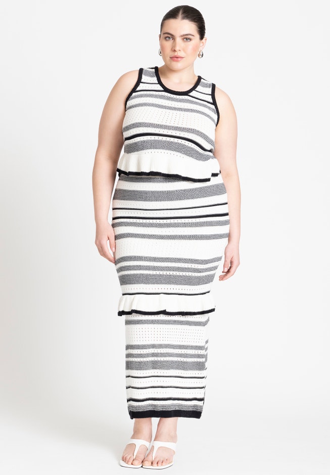 Crochet Multi Stitch Maxi Skirt With Ruffles image number 0