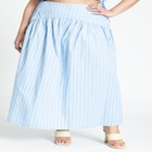 Striped Poplin Skirt With Yoke image number null