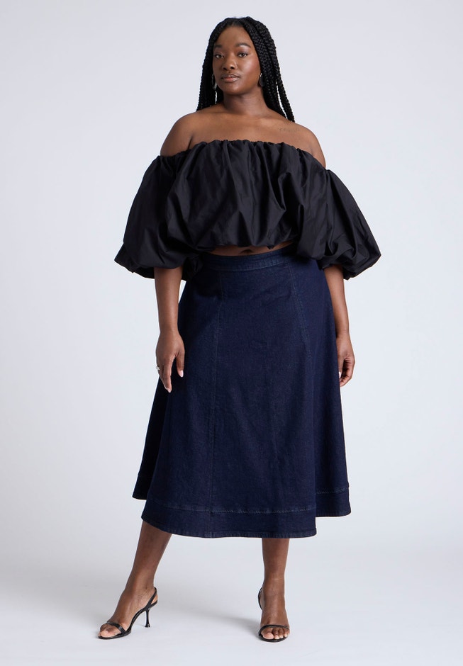 Denim A Line Skirt image number null
