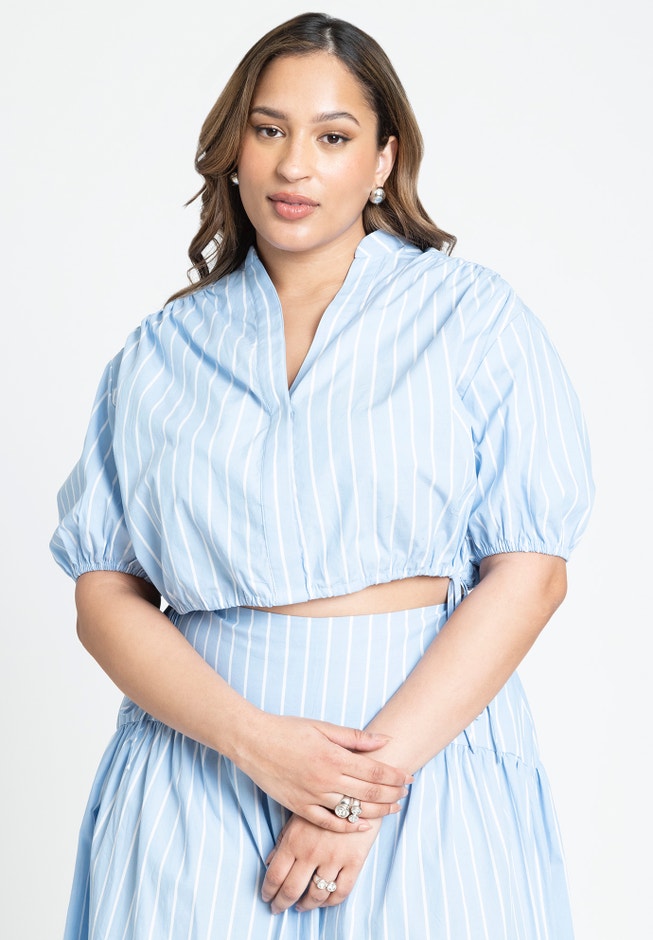 Striped Poplin Crop Top image number 0