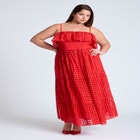 Ruffle Bodice Eyelet Maxi Dress image number null
