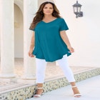 Plus Size Ultra Drape V-Neck Swing Tunic Top image number null